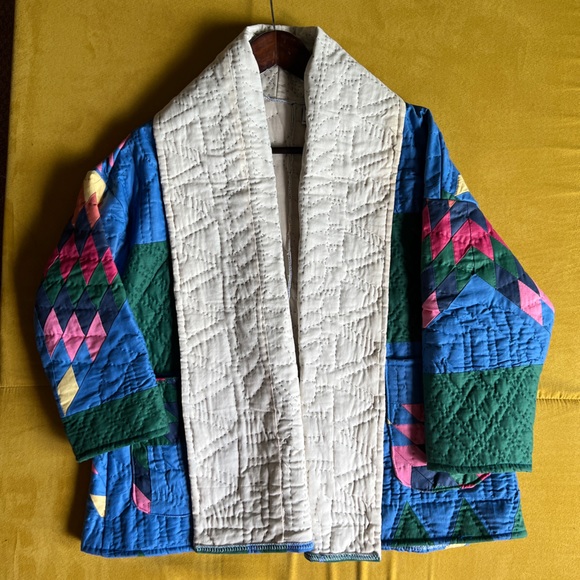 BN Farewell Frances handmade vintage rainbow Lone Star Quilt “Isabella” coat - Picture 10 of 11